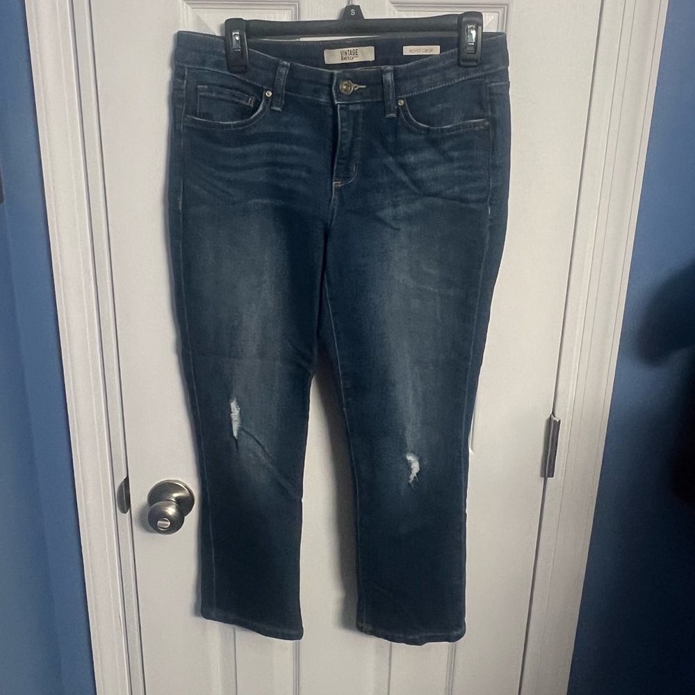 Vintage America Dark Wash Cropped Jeans